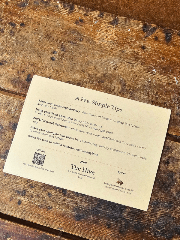 close up of tips for the care and use plastic free personal care items by Backyard Bees