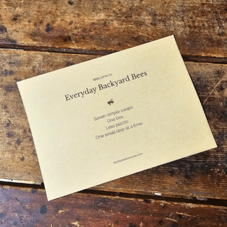 Close up of product insert for plastic free bundle by Backyard Bees