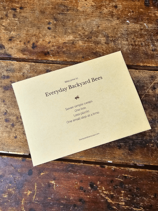 Close up of product insert for plastic free bundle by Backyard Bees