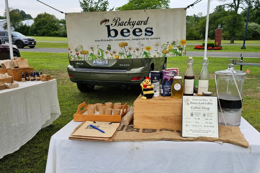 Backyard Bees coffee and honey demonstration at the CCE Farmers Market