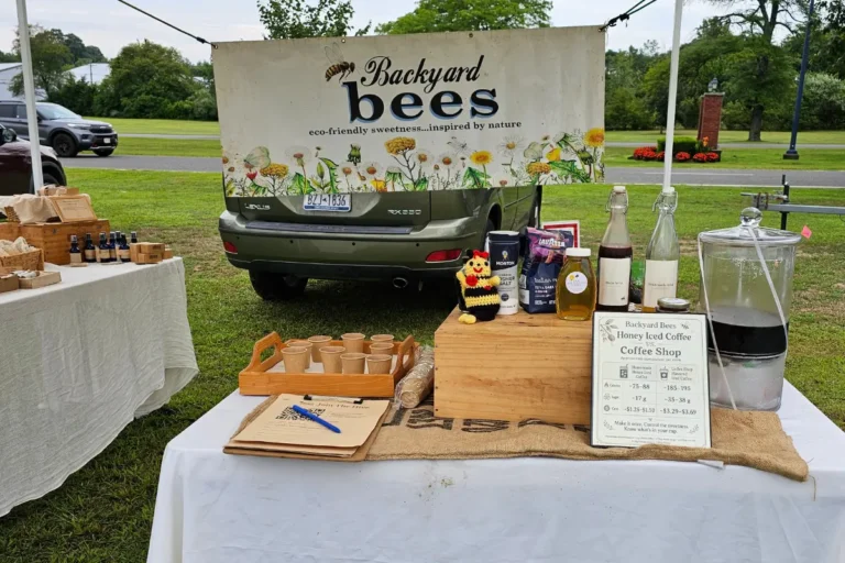Backyard Bees coffee and honey demonstration at the CCE Farmers Market