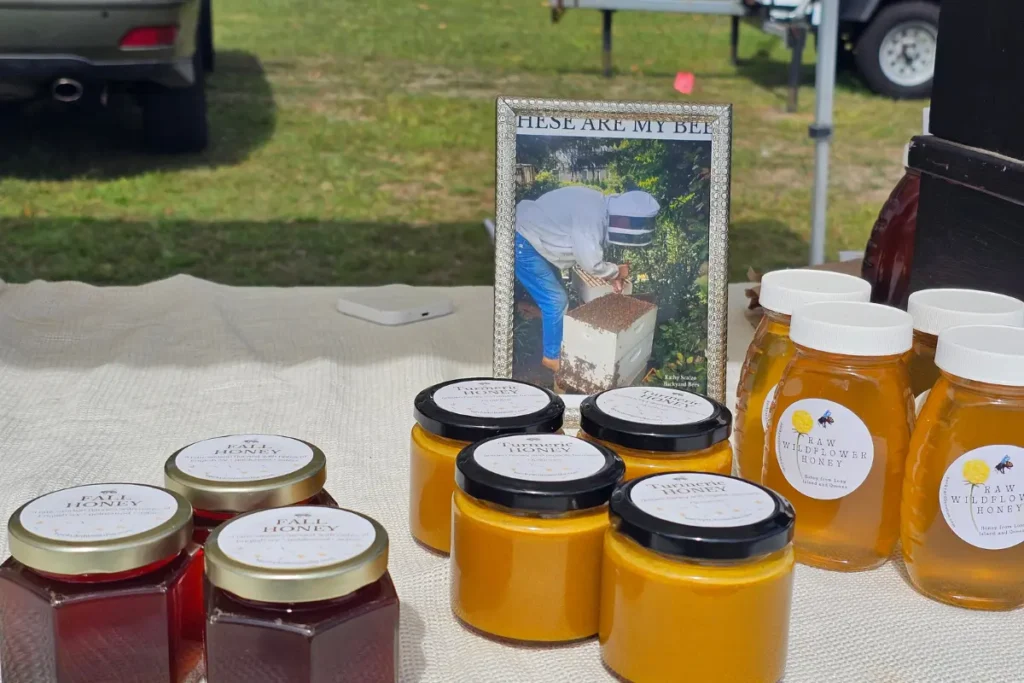 It Started With Hello 3 a selection of Backyard Bees honey that triggered a farmers market conversation