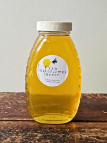 One pound glass jar of Oyster Bay local honey from Backyard Bees apiary